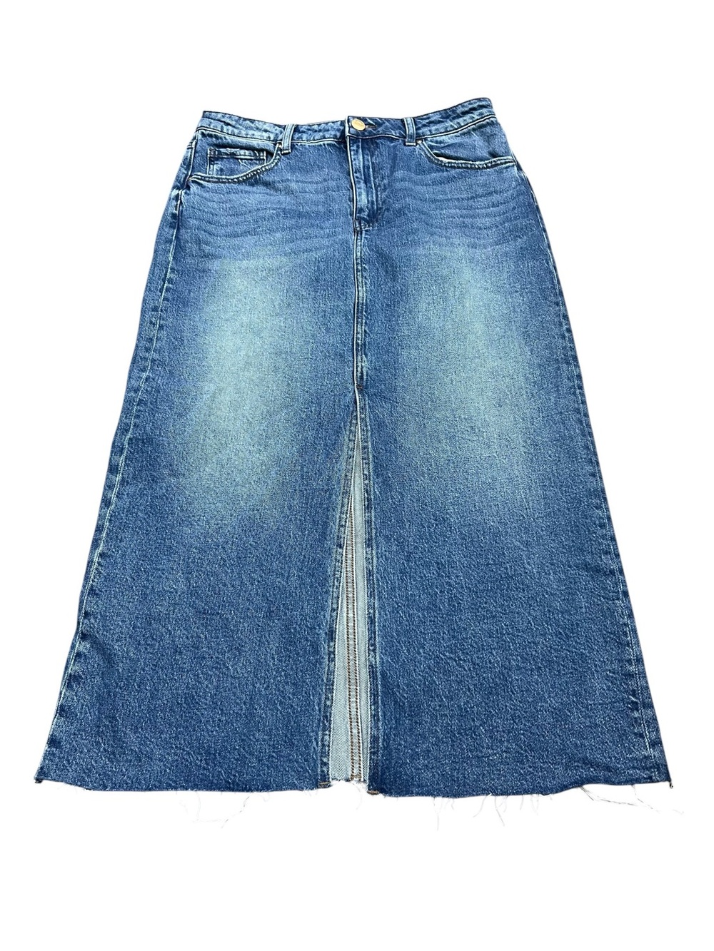NWT KUT from the Kloth Denim A-Line Maxi Skirt with Front Slit - Blue Size 6